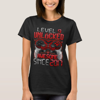 Camiseta Nivel 9 Desbloqueado de 9 Años Para Chicos Cumplea
