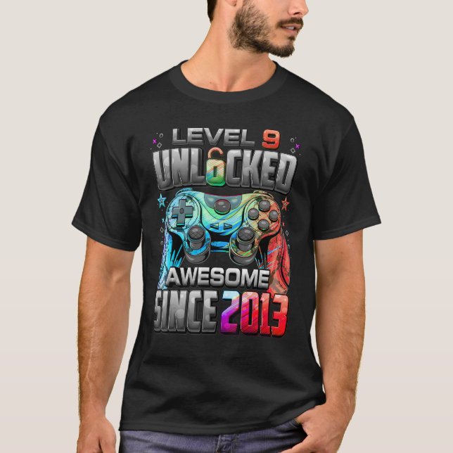Camiseta Nivel 9 Desbloqueado desde 2013 Noveno cumpleaños  (Anverso)
