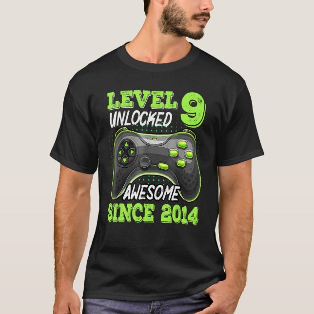 Camiseta Nivel 9 Desbloqueado desde el videojuego 2014 Nove (Anverso)