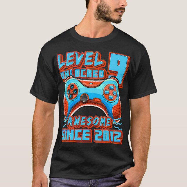Camiseta Nivel 9 Desbloqueado Impresionante Juego de Video  (Anverso)