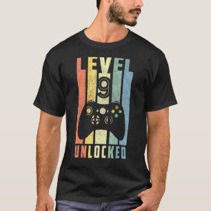 Camiseta Nivel 9 Desbloqueado Noveno videojugador niño cump