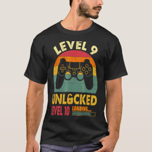 Camiseta Nivel 9 Niño de cumpleaños desbloqueado de 9 años