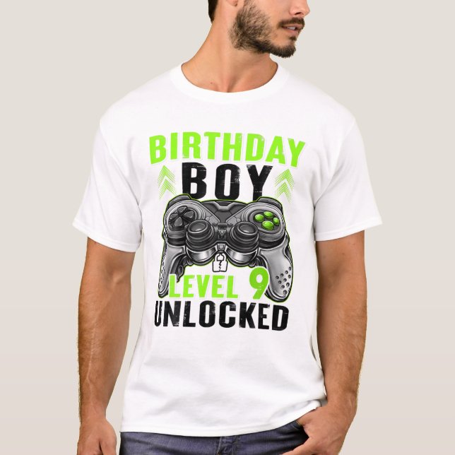 Camiseta Nivel 9 Niño de cumpleaños desbloqueado de 9 años  (Anverso)