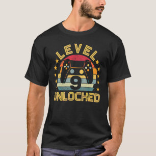 Camiseta Nivel 9 Unlocked Gaming Vintage 9Cumpleaños