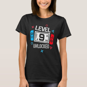 Camiseta Nivel 9 Video Gamer desbloqueado Noveno Nacimiento
