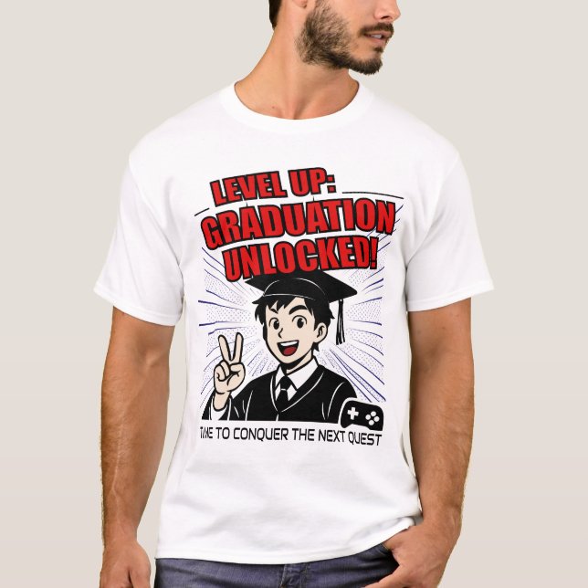 Camiseta Nivel Arriba: Graduación Desbloqueada! Gamer Anime (Anverso)