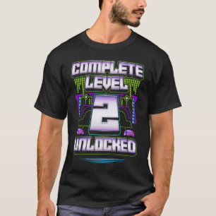 Camiseta Nivel completo 2 Desbloqueado Segundo Años Cumplea