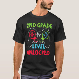 Camiseta Nivel de 2do Grado Desbloqueado Gamer Primer Día d