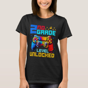 Camiseta Nivel de 2do Grado Desbloqueado Gamer Primer Día d