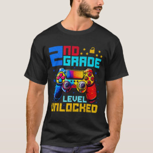 Camiseta Nivel de 2do Grado Desbloqueado Gamer Primer Día d