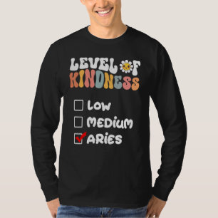 Camiseta Nivel de amabilidad lindo Aries signo del zodiaco 