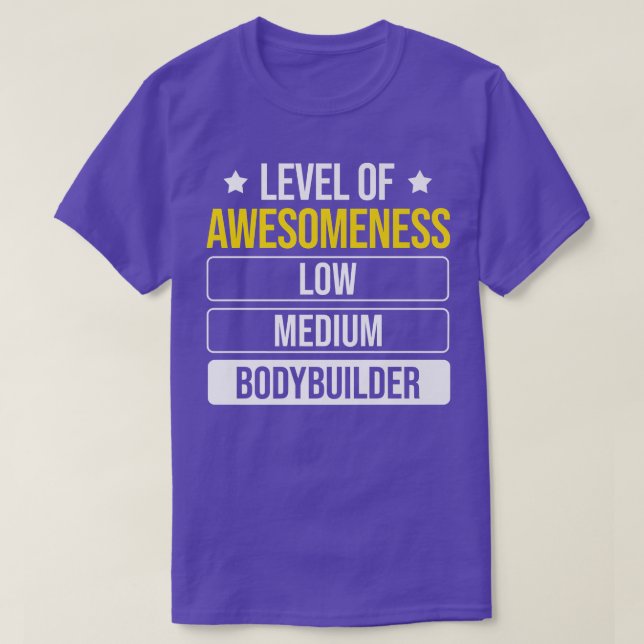 Camiseta Nivel De Awesomeness Bodybuilder Fitness Gym Cita (Diseño del anverso)