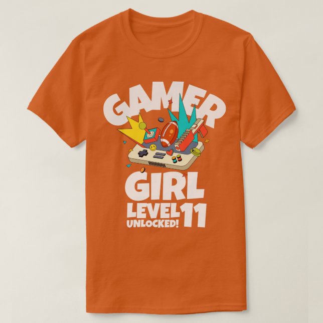 Camiseta Nivel de chica 11 desbloqueado (Diseño del anverso)