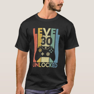 Camiseta Nivel de cumpleaños 30 SVG gamer Desbloqueado
