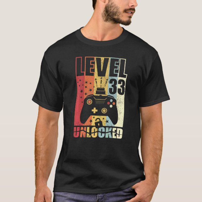 Camiseta Nivel de cumpleaños 33 desbloqueado Nivel de cumpl (Anverso)
