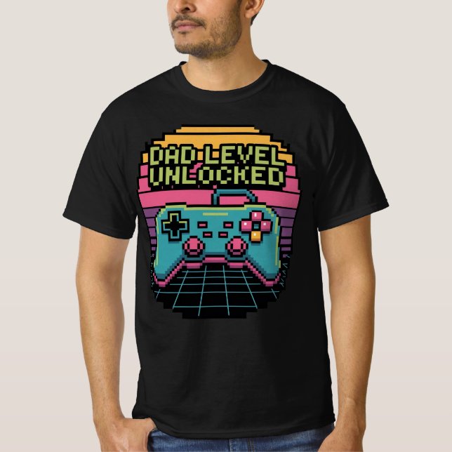Camiseta NIVEL DE DAD DESBLOQUEADO - Edición de Píxel Gamer (Anverso)