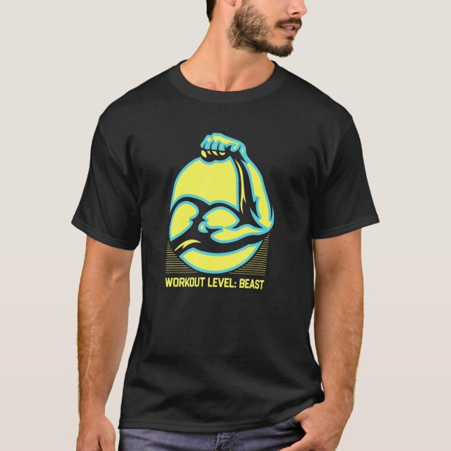 Camiseta Nivel de entrenamiento Humor de Gimnasio Ejercicio (Anverso)