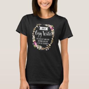 Camiseta Nivel De Escritor De Floral De Sarcasmo Para Mujer