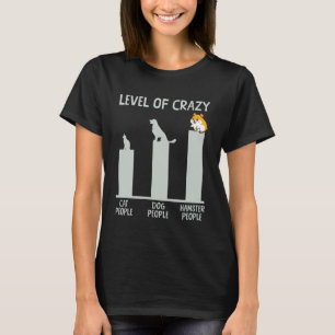 Camiseta Nivel de gente loca de gatos y perros de hámster l