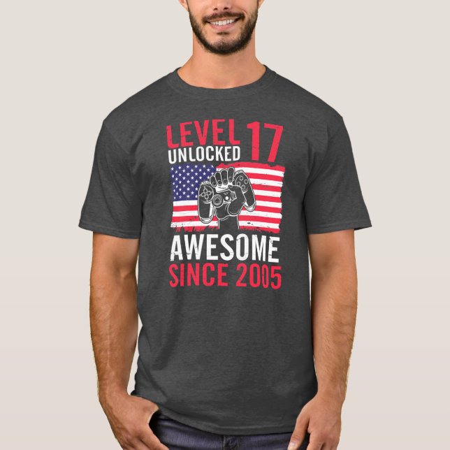 Camiseta Nivel de juego de cumpleaños 17 años de edad desbl (Anverso)