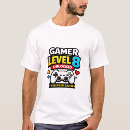 Camiseta Nivel de Jugador 8 Desbloqueado Controlador Divert