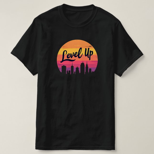 CAMISETA NIVEL DE LA CIUDAD SKYLINE RETRO SUNSET (Diseño del anverso)