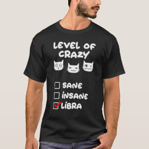 Camiseta Nivel de Loco Gato de Cumpleaños del Rótulo Libra 