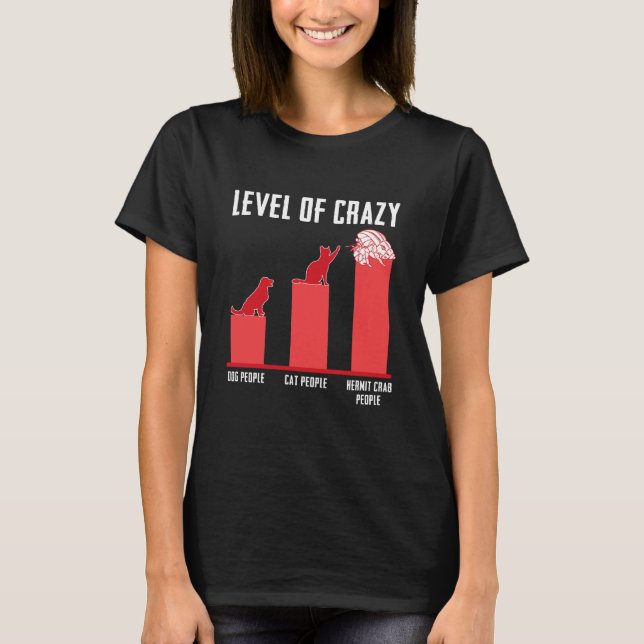 Camiseta Nivel de Locos Perros Gato Gente Hermian Cangrejo (Anverso)