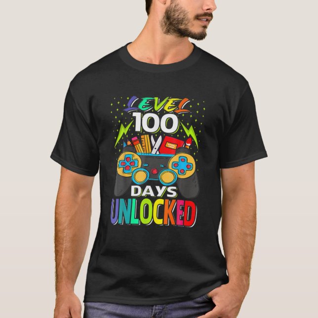 Camiseta Nivel De Niños 100 Días De Colegio Video Jugador D (Anverso)