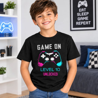 Camiseta Nivel de videojuego cumpleaños de jugador foto niñ