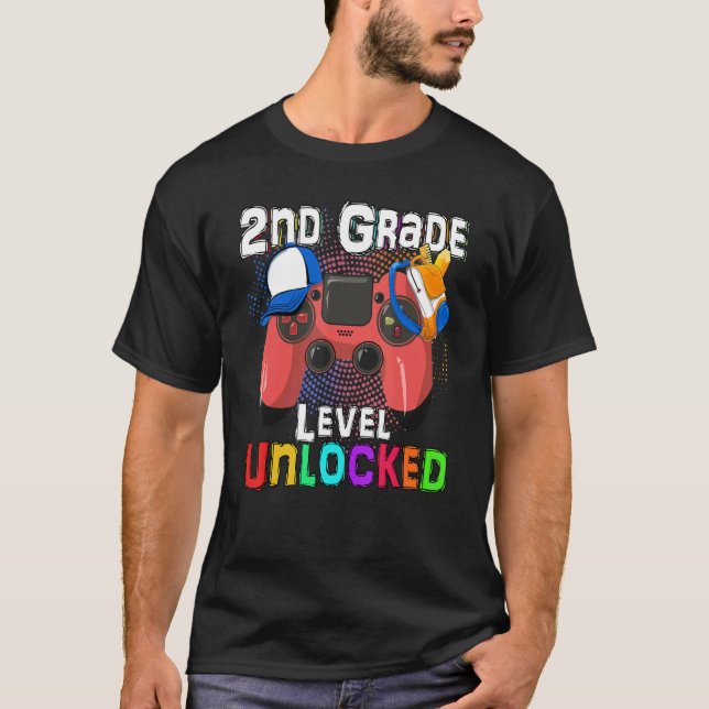 Camiseta Nivel de videojuego desbloqueado segundo curso de  (Anverso)