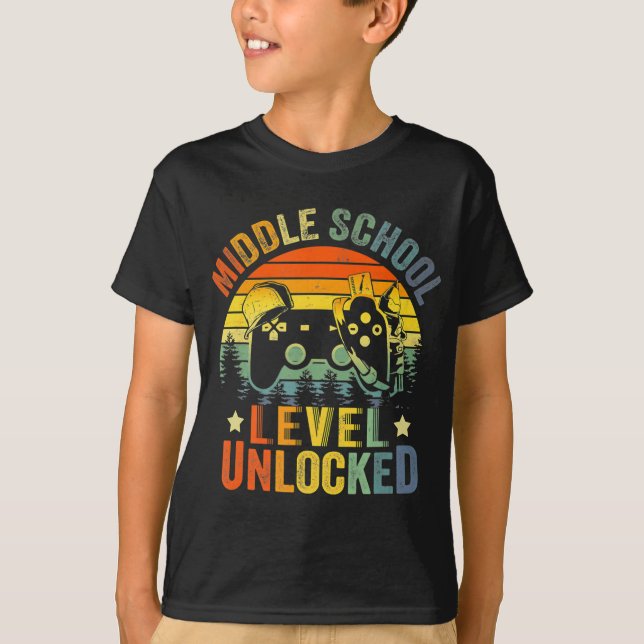 Camiseta Nivel de videojuegos Escuela secundaria desbloquea (Anverso)