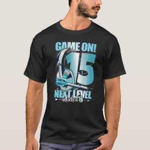 Camiseta Nivel Desbloqueado 15º cumpleaños 15 años Chica