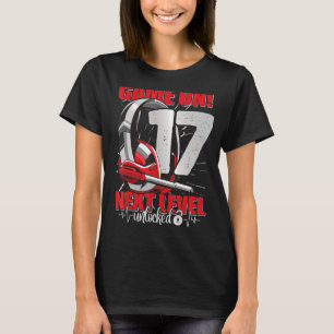 Camiseta Nivel Desbloqueado 17 cumpleaños 17 años Chica de