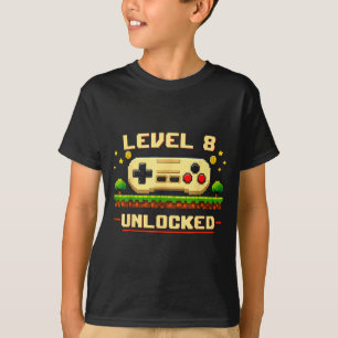 Camiseta Nivel divertido 8 desbloqueado videojuego cumpleañ