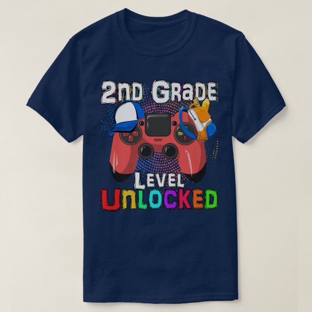 Camiseta Nivel hasta 2º grado de vuelta al juego de video e (Diseño del anverso)