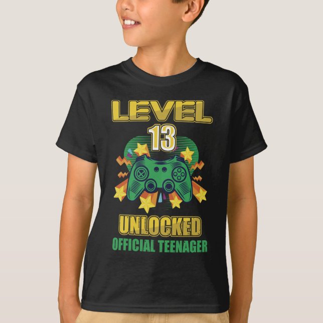 Camiseta Nivel oficial de adolescente 13 Cumpleaños desbloq (Anverso)