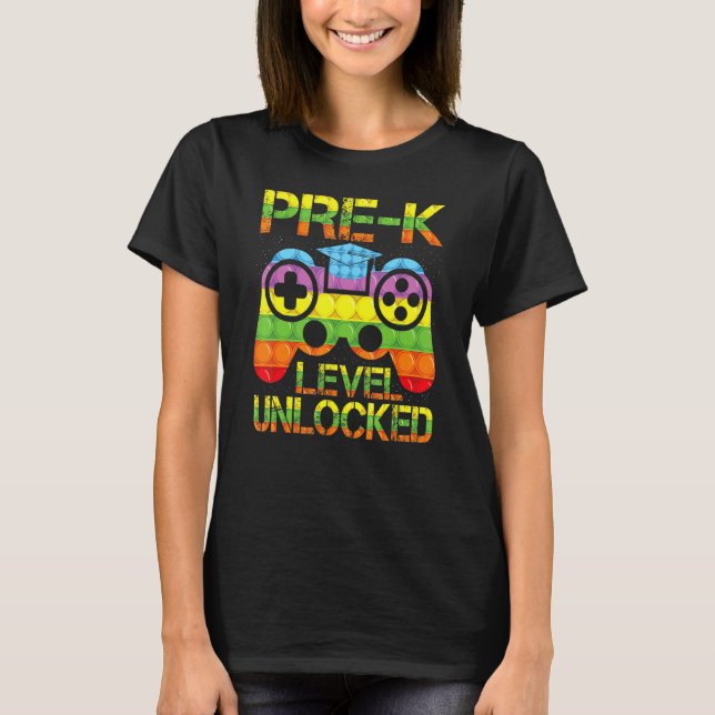 Camiseta Nivel Pre K Desbloqueado De Nuevo A La Escuela Pop (Anverso)
