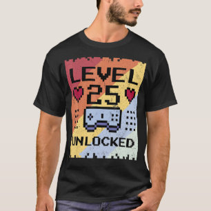 Camiseta Niveles 25 Desbloqueados Gamer Boy 25th Birthday B