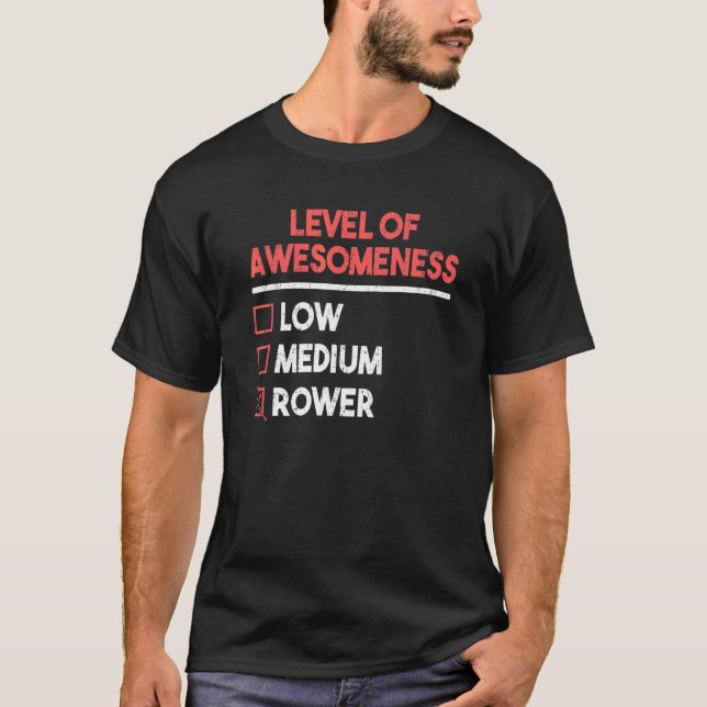 Camiseta Niveles De Awesomeness Rower Boat Rowing Sculling  (Anverso)