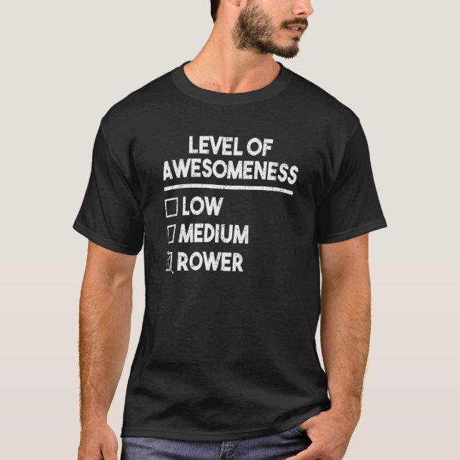 Camiseta Niveles De Awesomeness Rower Boat Rowing Sculling  (Anverso)