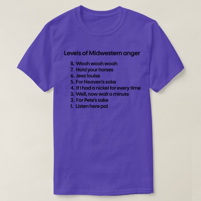 Camiseta Niveles de ira del Medio Oeste 1 (Diseño del anverso)
