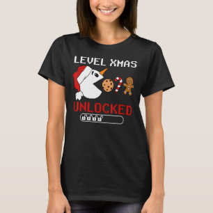 Camiseta Niveles de Navidad Desbloqueado Snowman Gingerbrea