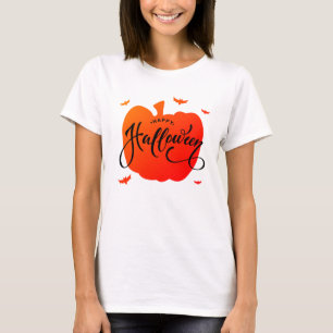 Camiseta Niza Calabaza Feliz Tipografía de Halloween