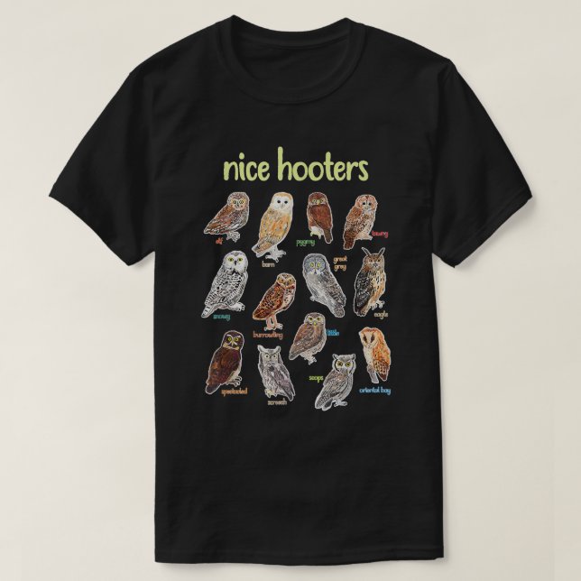 Camiseta Niza Hooters Owl Bird Pun Funny Chiste Adulto Bird (Diseño del anverso)
