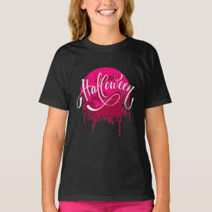 Camiseta Niza máquina de Halloween feliz en noche roja
