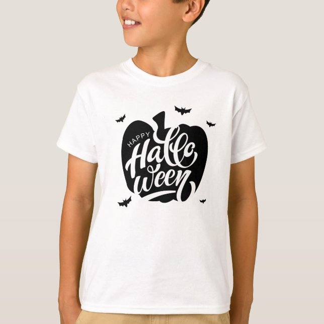 Camiseta Niza Tipografía De Calabaza Halloween Para Disfrac (Anverso)