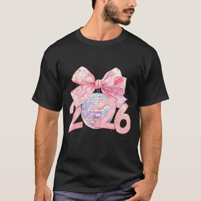 Camiseta Nk Bow Coquette Disco Ball Happy New Year 2026  (Anverso)