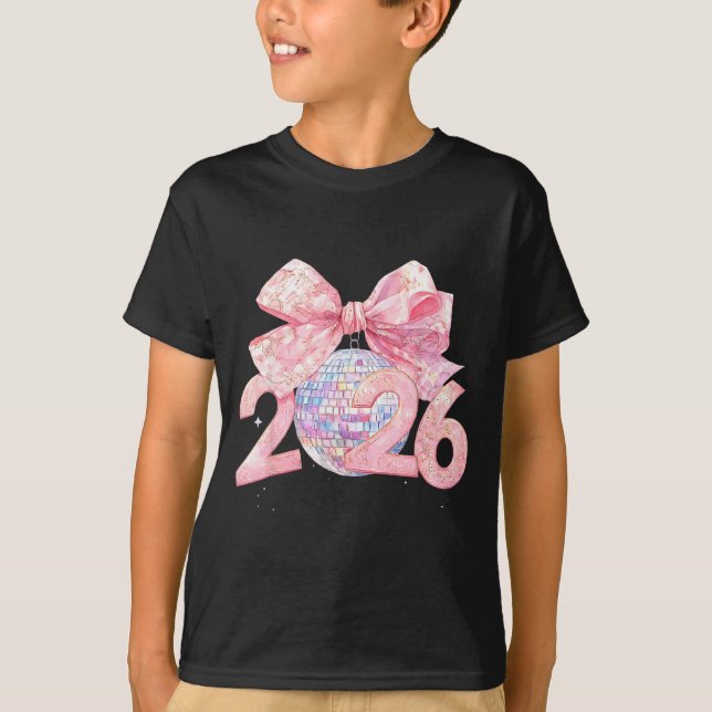 Camiseta Nk Bow Coquette Disco Ball Happy New Year 2026  (Anverso)
