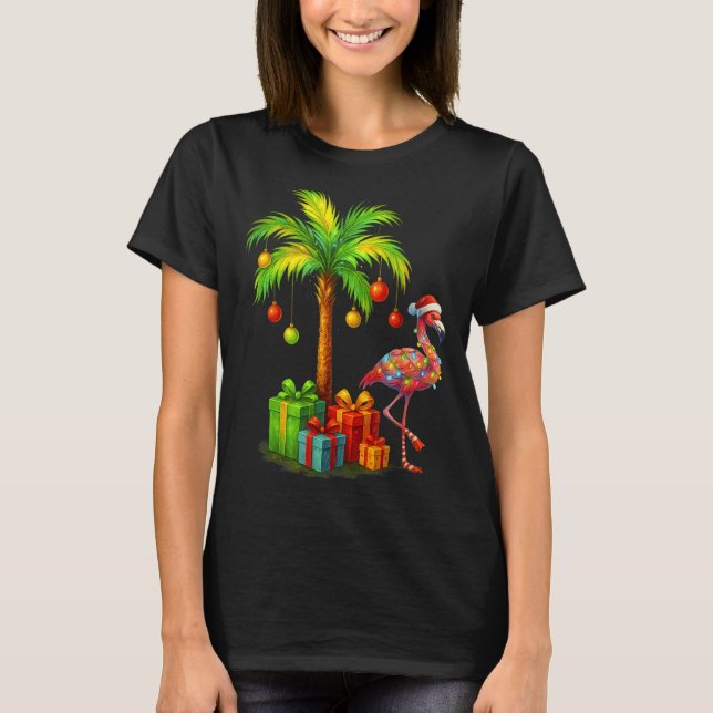 Camiseta Nk Flamingo Christmas Palm Tree Trocal Xmas  (Anverso)